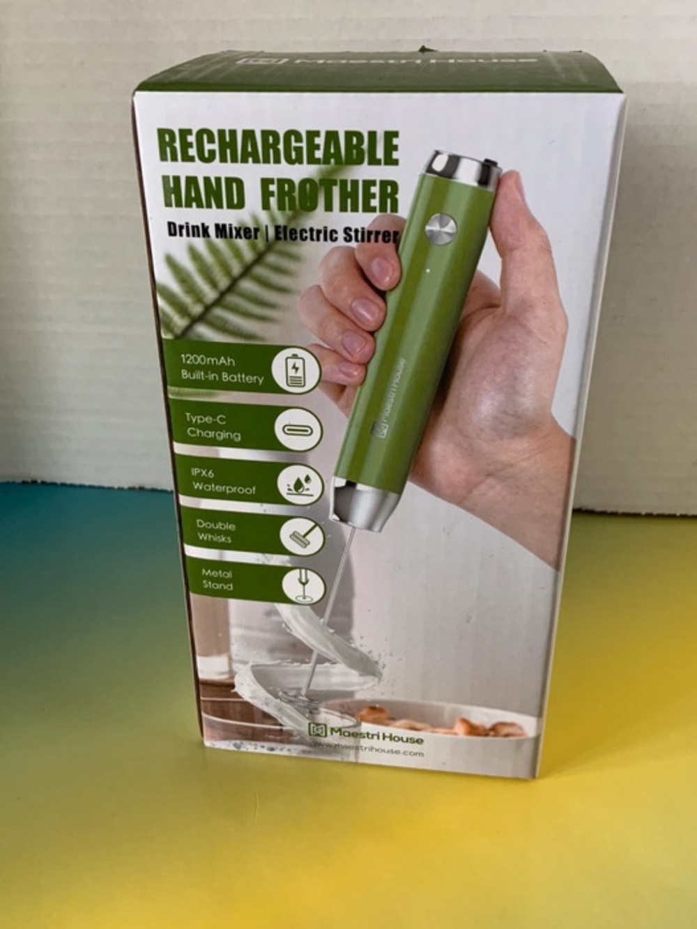 Rechargeable Hand Frother Electric Mixer - Green by